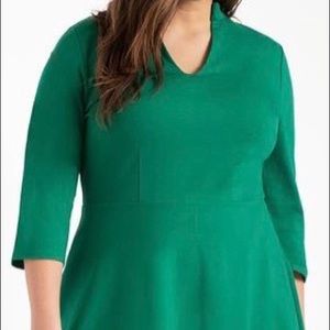 NWT Eloquii Green V-neck A-Line Dress Sz 28W